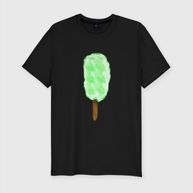 Мужская футболка хлопок Slim с принтом Мороженое на палочке в Екатеринбурге, 92% хлопок, 8% лайкра | приталенный силуэт, круглый вырез ворота, длина до линии бедра, короткий рукав | жара | лед | лето | мороженое | отпуск | эскимо