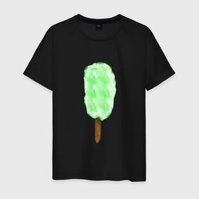 Мужская футболка хлопок с принтом Мороженое на палочке в Екатеринбурге, 100% хлопок | прямой крой, круглый вырез горловины, длина до линии бедер, слегка спущенное плечо. | Тематика изображения на принте: жара | лед | лето | мороженое | отпуск | эскимо