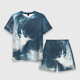 Мужской костюм с шортами 3D с принтом Texture of dark waves в Екатеринбурге,  |  | wave | вода | водоём | волны | море | текстура | текстура волн