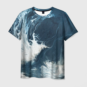 Мужская футболка 3D с принтом Texture of dark waves в Екатеринбурге, 100% полиэфир | прямой крой, круглый вырез горловины, длина до линии бедер | wave | вода | водоём | волны | море | текстура | текстура волн