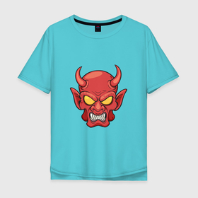 Мужская футболка хлопок Oversize с принтом Devil Red в Санкт-Петербурге, 100% хлопок | свободный крой, круглый ворот, “спинка” длиннее передней части | death | devil | halloween | horror | skull | zombie | демон | дьявол | зло | зомби | призрак | скелет | хоррор | хэллоуин | череп