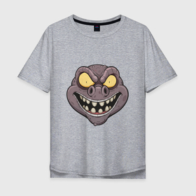 Мужская футболка хлопок Oversize с принтом Весёлый Монстр в Санкт-Петербурге, 100% хлопок | свободный крой, круглый ворот, “спинка” длиннее передней части | death | devil | halloween | horror | skull | zombie | демон | дьявол | зло | зомби | призрак | скелет | хоррор | хэллоуин | череп
