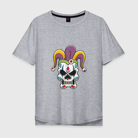 Мужская футболка хлопок Oversize с принтом Skull Joker , 100% хлопок | свободный крой, круглый ворот, “спинка” длиннее передней части | death | devil | halloween | horror | joker | skull | zombie | демон | джокер | дьявол | зло | зомби | клоун | призрак | скелет | хоррор | хэллоуин | череп