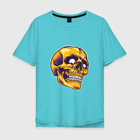 Мужская футболка хлопок Oversize с принтом Dead Skull в Белгороде, 100% хлопок | свободный крой, круглый ворот, “спинка” длиннее передней части | death | devil | halloween | horror | skull | zombie | демон | дьявол | зло | зомби | призрак | скелет | хоррор | хэллоуин | череп