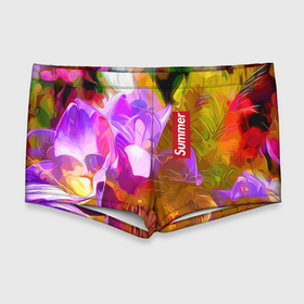 Мужские купальные плавки 3D с принтом Красочный цветочный узор   Лето   Colorful Floral Pattern   Summer , Полиэстер 85%, Спандекс 15% |  | color | flowers | pattern | summer | лето | узор | цвет | цветы