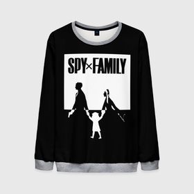 Мужской свитшот 3D с принтом Spy x Family: Семья шпиона (черно белая) , 100% полиэстер с мягким внутренним слоем | круглый вырез горловины, мягкая резинка на манжетах и поясе, свободная посадка по фигуре | spy  family | манга | семья | супайфамири | тацуей эндо | шпион