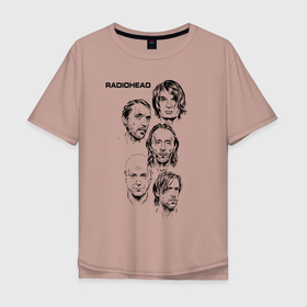 Мужская футболка хлопок Oversize с принтом Группа Radiohead в Курске, 100% хлопок | свободный крой, круглый ворот, “спинка” длиннее передней части | radio head | radiohead | thom yorke | одержимый чем то | радио хед | радиохед | радиохэд | рок | рок группа | том йорк | томас эдвард йорк | фанат