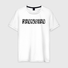 Мужская футболка хлопок с принтом Radiohead черное лого в Новосибирске, 100% хлопок | прямой крой, круглый вырез горловины, длина до линии бедер, слегка спущенное плечо. | radio head | radiohead | thom yorke | одержимый чем то | радио хед | радиохед | радиохэд | рок | рок группа | том йорк | томас эдвард йорк | фанат