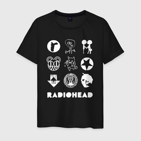 Мужская футболка хлопок с принтом Radiohead 9 знаков в Белгороде, 100% хлопок | прямой крой, круглый вырез горловины, длина до линии бедер, слегка спущенное плечо. | Тематика изображения на принте: radio head | radiohead | thom yorke | одержимый чем то | радио хед | радиохед | радиохэд | рок | рок группа | том йорк | томас эдвард йорк | фанат