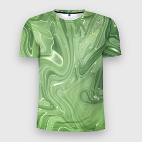 Мужская футболка 3D Slim с принтом Зеленый жидкий камуфляж в Курске, 100% полиэстер с улучшенными характеристиками | приталенный силуэт, круглая горловина, широкие плечи, сужается к линии бедра | green | вода | воин | зеленый | камуфляж | краска | маскировка | милитари | пятна | пятно | разведчик | разводы | солдат | текстура | униформа