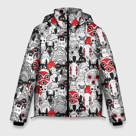 Мужская зимняя куртка 3D с принтом Studio Ghibli Stars в Курске, верх — 100% полиэстер; подкладка — 100% полиэстер; утеплитель — 100% полиэстер | длина ниже бедра, свободный силуэт Оверсайз. Есть воротник-стойка, отстегивающийся капюшон и ветрозащитная планка. 

Боковые карманы с листочкой на кнопках и внутренний карман на молнии. | Тематика изображения на принте: calcifer | ghibli | howls walking castle | kaonasi | nausicaa | omu | princess mononoke | robot | spirited away | susuwatari | totoro | кальцифер | каонаси | навсикая из долины ве | ому | робот | студия гибли | сусуватари | тоторо | у