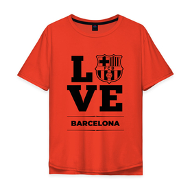 Мужская футболка хлопок Oversize с принтом Barcelona Love Классика , 100% хлопок | свободный крой, круглый ворот, “спинка” длиннее передней части | barcelona | club | football | logo | love | барселона | клуб | лого | мяч | символ | спорт | футбол | футболист | футболисты | футбольный