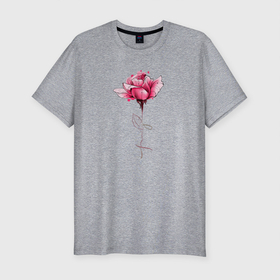 Мужская футболка хлопок Slim с принтом Роза с надписью FAMILY в Тюмени, 92% хлопок, 8% лайкра | приталенный силуэт, круглый вырез ворота, длина до линии бедра, короткий рукав | family | девушкам | красота | роза | семья | цветы