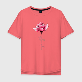 Мужская футболка хлопок Oversize с принтом Роза с надписью FAMILY в Санкт-Петербурге, 100% хлопок | свободный крой, круглый ворот, “спинка” длиннее передней части | family | девушкам | красота | роза | семья | цветы