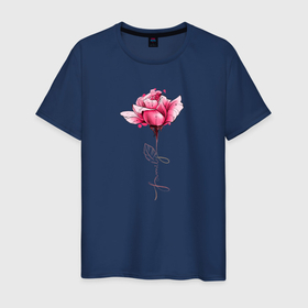 Мужская футболка хлопок с принтом Роза с надписью FAMILY в Петрозаводске, 100% хлопок | прямой крой, круглый вырез горловины, длина до линии бедер, слегка спущенное плечо. | family | девушкам | красота | роза | семья | цветы