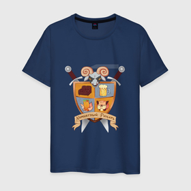 Мужская футболка хлопок с принтом Комнатный Рыцарь Герб в Новосибирске, 100% хлопок | прямой крой, круглый вырез горловины, длина до линии бедер, слегка спущенное плечо. | 