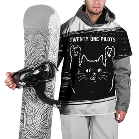 Накидка на куртку 3D с принтом Twenty One Pilots   Rock Cat в Тюмени, 100% полиэстер |  | band | metal | one | pilots | rock | twenty | twenty one pilots | ван | группа | кот | краска | пилотс | рок | рок кот | твенти
