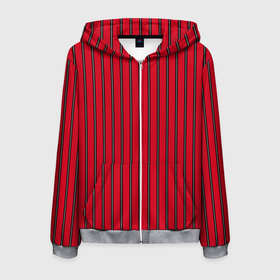 Мужская толстовка 3D на молнии с принтом Красно черный узор в полоску в Екатеринбурге, 100% полиэстер | длина до линии бедра, манжеты и пояс оформлены мягкой тканевой резинкой, двухслойный капюшон со шнурком для регулировки, спереди молния, по бокам два кармана | red striped | striped pattern | красный и черный | полоска | ретро