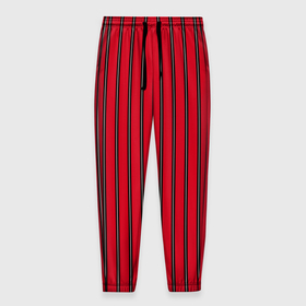 Мужские брюки 3D с принтом Красно черный узор в полоску в Кировске, 100% полиэстер | манжеты по низу, эластичный пояс регулируется шнурком, по бокам два кармана без застежек, внутренняя часть кармана из мелкой сетки | red striped | striped pattern | красный и черный | полоска | ретро
