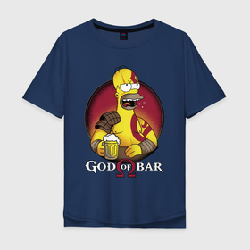 Мужская футболка хлопок Oversize с принтом Homer god of bar в Екатеринбурге, 100% хлопок | свободный крой, круглый ворот, “спинка” длиннее передней части | bar | beer | burp | god of bar | homer simpson | бар | бог бара | гомер симпсон | отрыжка