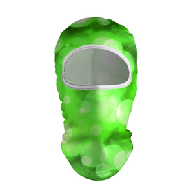 Балаклава 3D с принтом ЗЕЛЕНЫЕ КРУГИ И БЛИКИ в Петрозаводске, 100% полиэстер, ткань с особыми свойствами — Activecool | плотность 150–180 г/м2; хорошо тянется, но при этом сохраняет форму. Закрывает шею, вокруг отверстия для глаз кайма. Единый размер | абстракция | блики | боке | зеленый | круги