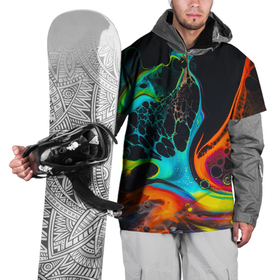 Накидка на куртку 3D с принтом Цветная лава (краска) в Санкт-Петербурге, 100% полиэстер |  | acid | кислота | лава | река | цвет | ярко