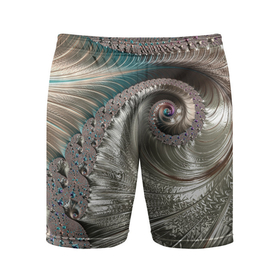 Мужские шорты спортивные с принтом Fractal pattern   Spiral   Серебристый фрактал спираль в Санкт-Петербурге,  |  | abstraction | fashion | fractal | pattern | spiral | vangard | абстракция | авангард | мода | спираль | узор | фрактал