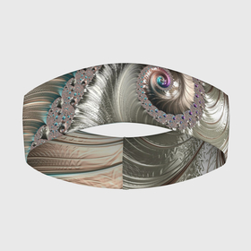 Повязка на голову 3D с принтом Fractal pattern  Spiral  Серебристый фрактал спираль в Екатеринбурге,  |  | Тематика изображения на принте: abstraction | fashion | fractal | pattern | spiral | vangard | абстракция | авангард | мода | спираль | узор | фрактал