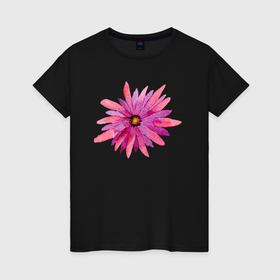 Женская футболка хлопок с принтом Акварельный цветок , 100% хлопок | прямой крой, круглый вырез горловины, длина до линии бедер, слегка спущенное плечо | акварель | искусство | растение | рисунок | цветок