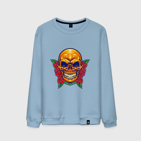 Мужской свитшот хлопок с принтом Roses   Skull в Тюмени, 100% хлопок |  | death | devil | halloween | horror | skull | zombie | демон | дьявол | зло | зомби | призрак | розы | скелет | хоррор | хэллоуин | цветы | череп