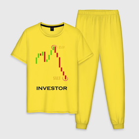 Мужская пижама хлопок с принтом Investor в Курске, 100% хлопок | брюки и футболка прямого кроя, без карманов, на брюках мягкая резинка на поясе и по низу штанин
 | altcoin | coin | investment | investor | money | деньги | инвестиции | инвестор