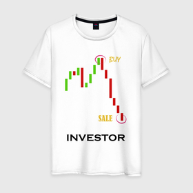 Мужская футболка хлопок с принтом Investor в Тюмени, 100% хлопок | прямой крой, круглый вырез горловины, длина до линии бедер, слегка спущенное плечо. | altcoin | coin | investment | investor | money | деньги | инвестиции | инвестор