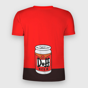 Мужская футболка 3D Slim с принтом Homer Duff в Тюмени, 100% полиэстер с улучшенными характеристиками | приталенный силуэт, круглая горловина, широкие плечи, сужается к линии бедра | Тематика изображения на принте: beer | duff | homer | simpsons | гомер | даф | дафф | симпсоны