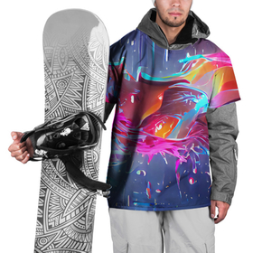 Накидка на куртку 3D с принтом Neon splashes в Тюмени, 100% полиэстер |  | abstraction | bright | colors | neon | positive | splashes | абстракция | брызги | краска | неон | позитивный | фееричный | яркий