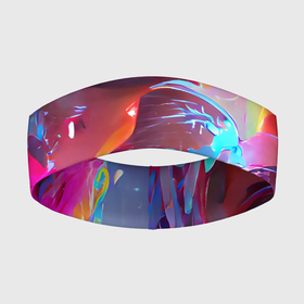 Повязка на голову 3D с принтом Neon splashes в Новосибирске,  |  | abstraction | bright | colors | neon | positive | splashes | абстракция | брызги | краска | неон | позитивный | фееричный | яркий