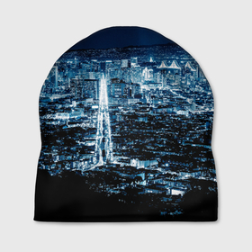 Шапка 3D с принтом Ночной город (night city) в Тюмени, 100% полиэстер | универсальный размер, печать по всей поверхности изделия | city | night | город | мегаполис | ночной | ночь | огни | фонари