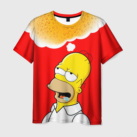 Мужская футболка 3D с принтом Homer dream в Тюмени, 100% полиэфир | прямой крой, круглый вырез горловины, длина до линии бедер | Тематика изображения на принте: beer | dream | duff | homer | simpsons | wish | гомер | даф | дафф | желание | мечта | симпсоны