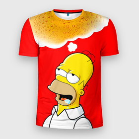 Мужская футболка 3D Slim с принтом Homer dream , 100% полиэстер с улучшенными характеристиками | приталенный силуэт, круглая горловина, широкие плечи, сужается к линии бедра | beer | dream | duff | homer | simpsons | wish | гомер | даф | дафф | желание | мечта | симпсоны