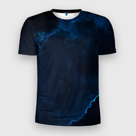 Мужская футболка 3D Slim с принтом Звездные облака в Новосибирске, 100% полиэстер с улучшенными характеристиками | приталенный силуэт, круглая горловина, широкие плечи, сужается к линии бедра | вечер | галактика | звездные | звезды | небо | ночное | ночь | облака | планета