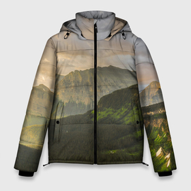 Мужская зимняя куртка 3D с принтом Горы, лес, небо в Тюмени, верх — 100% полиэстер; подкладка — 100% полиэстер; утеплитель — 100% полиэстер | длина ниже бедра, свободный силуэт Оверсайз. Есть воротник-стойка, отстегивающийся капюшон и ветрозащитная планка. 

Боковые карманы с листочкой на кнопках и внутренний карман на молнии. | алтай | горы | деревья | лес | небо | природа | скалы