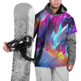 Накидка на куртку 3D с принтом Грозовая буря , 100% полиэстер |  | abstarction | bright | colors | lightning | thunder | абстракции | молнии | необычный | неон | разноцветный | фееричный | яркий