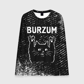 Мужской лонгслив 3D с принтом Burzum   Rock Cat в Кировске, 100% полиэстер | длинные рукава, круглый вырез горловины, полуприлегающий силуэт | band | burzum | metal | rock | бурзум | группа | кот | краска | краски | рок | рок кот