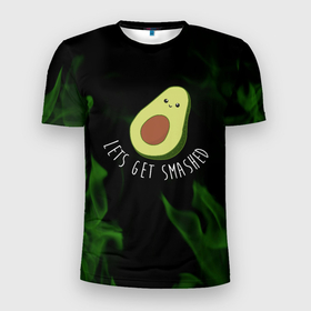 Мужская футболка 3D Slim с принтом авокадо   зелёный огонь в Кировске, 100% полиэстер с улучшенными характеристиками | приталенный силуэт, круглая горловина, широкие плечи, сужается к линии бедра | avocado | avocado couple | cartoon | ава | авокадо | забавно | пара авокадо | семейное веселье | смешные комиксы