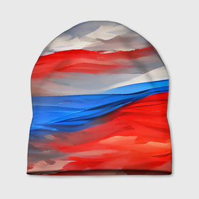 Шапка 3D с принтом Флаг России в красках в Санкт-Петербурге, 100% полиэстер | универсальный размер, печать по всей поверхности изделия | colors | country | flag | patriot | russia | tricolor | краски | патриот | родина | россия | русский | рф | страна | триколор | флаг | цвета