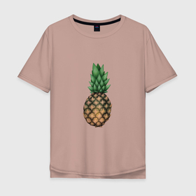 Мужская футболка хлопок Oversize с принтом рисунок Ананас , 100% хлопок | свободный крой, круглый ворот, “спинка” длиннее передней части | ананас | веган | веганизм | вегетарианство | еда | лето | отдых | отпуск | пляж | тропики | фрукт | фрукты