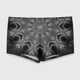 Мужские купальные плавки 3D с принтом Серый геометрический орнамент калейдоскоп в Белгороде, Полиэстер 85%, Спандекс 15% |  | grey | kaleidoscope | ornament | геометрический | черно белый