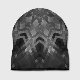 Шапка 3D с принтом Серый геометрический орнамент калейдоскоп в Белгороде, 100% полиэстер | универсальный размер, печать по всей поверхности изделия | grey | kaleidoscope | ornament | геометрический | черно белый