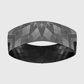 Повязка на голову 3D с принтом Серый геометрический орнамент калейдоскоп в Петрозаводске,  |  | grey | kaleidoscope | ornament | геометрический | черно белый