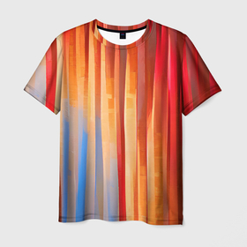 Мужская футболка 3D с принтом Refraction of light в Тюмени, 100% полиэфир | прямой крой, круглый вырез горловины, длина до линии бедер | bright | colors | light | lines | multicoloured | streaks | краски | линии | полосы | разноцветный | рисунок | свет | фееричный | цвета | цветастый | яркий