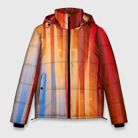 Мужская зимняя куртка 3D с принтом Refraction of light в Белгороде, верх — 100% полиэстер; подкладка — 100% полиэстер; утеплитель — 100% полиэстер | длина ниже бедра, свободный силуэт Оверсайз. Есть воротник-стойка, отстегивающийся капюшон и ветрозащитная планка. 

Боковые карманы с листочкой на кнопках и внутренний карман на молнии. | Тематика изображения на принте: bright | colors | light | lines | multicoloured | streaks | краски | линии | полосы | разноцветный | рисунок | свет | фееричный | цвета | цветастый | яркий